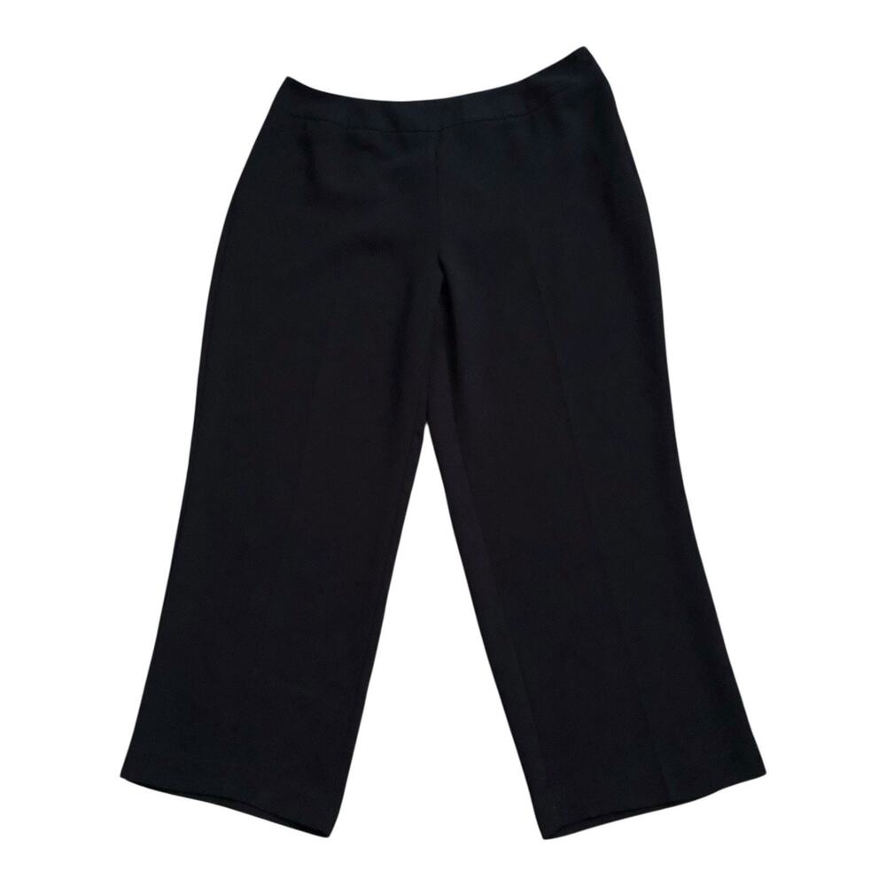 Evan Picone Dress Pants Women Plus 18W Black Side Zip Wide Leg Career 30" Inseam
